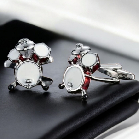 Boutique Other - Drummer 🥁 Cufflinks Tuxedo Prom Wedding Formal Drum Shaped Cuff Links Musician